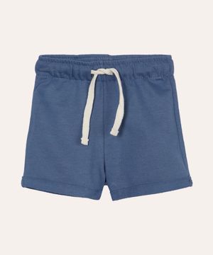 short infantil de moletom cós com cordão azul