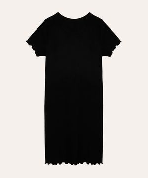 vestido juvenil curto bordado think positive preto