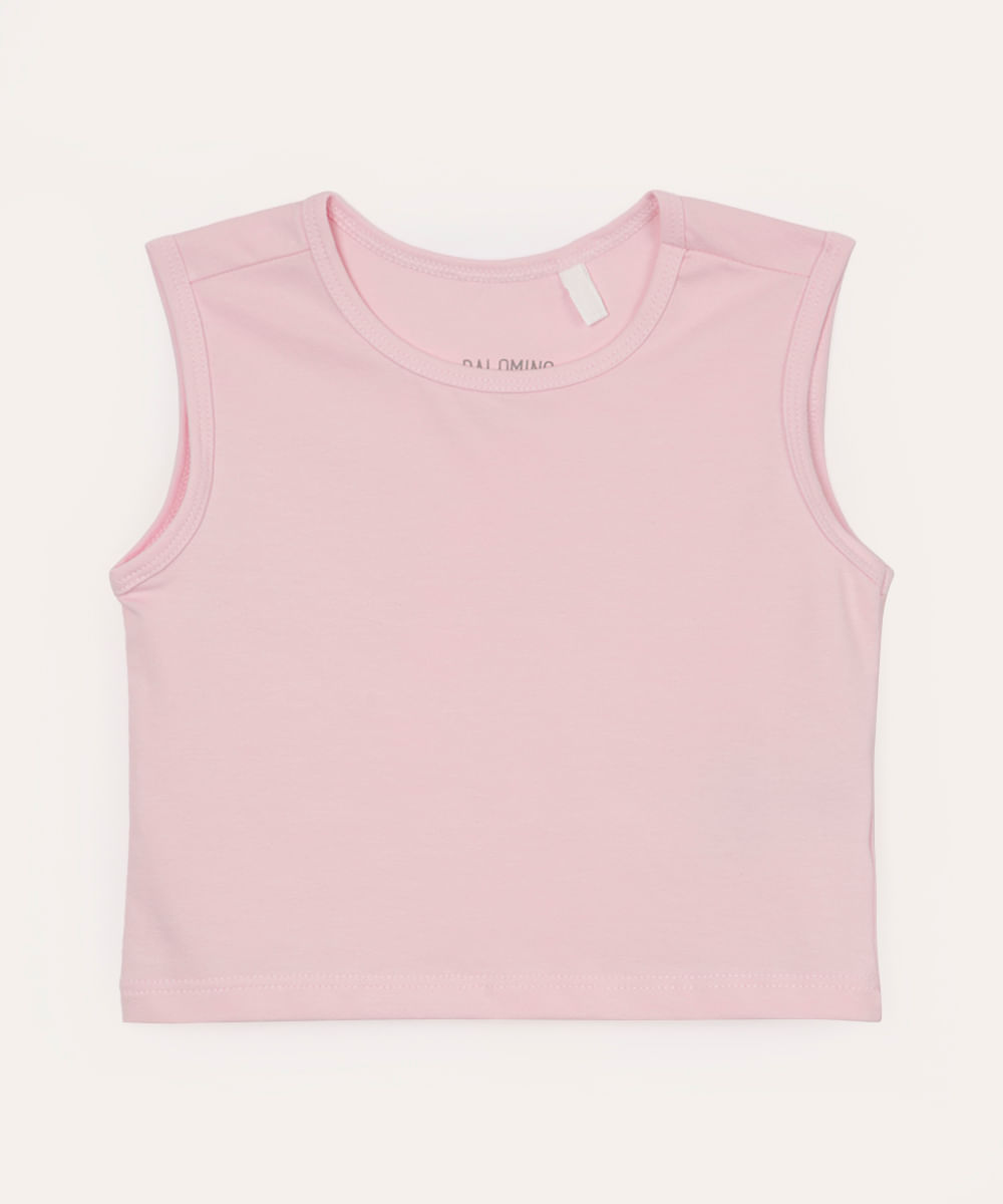 cropped infantil de algodão rosa
