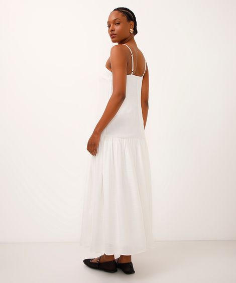 vestido godê de viscose mindset off white