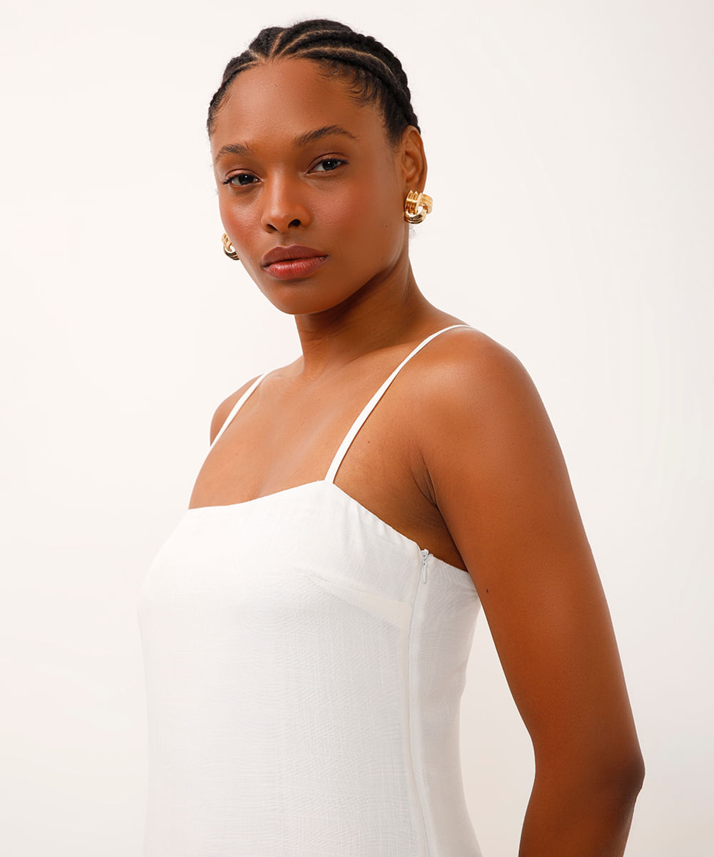 vestido godê de viscose mindset off white