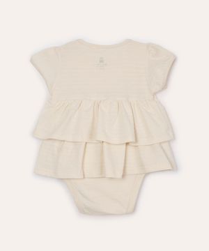 body com saia infantil babados bege