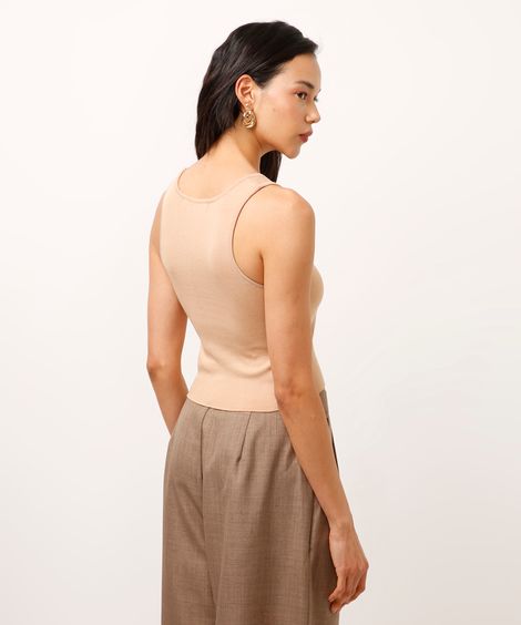 cropped de tricot halterneck bege