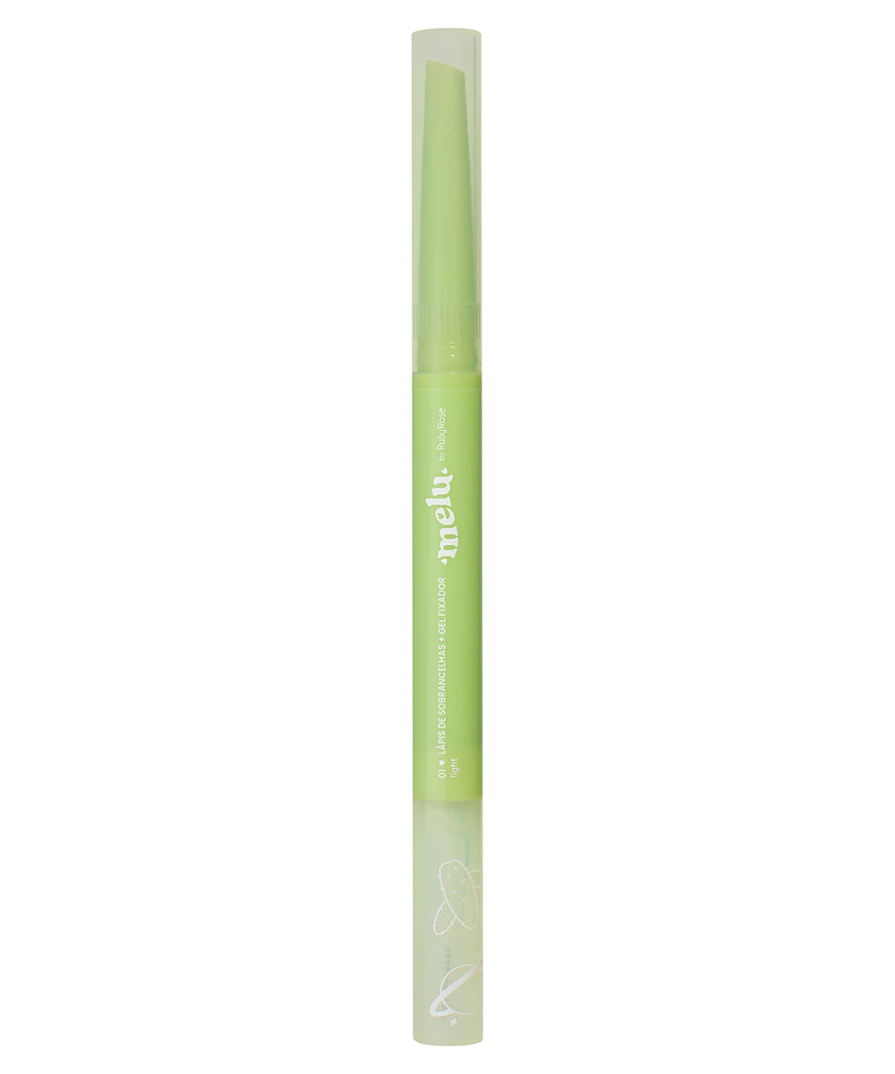 lápis de sobrancelha e gel fixador light melu marrom
