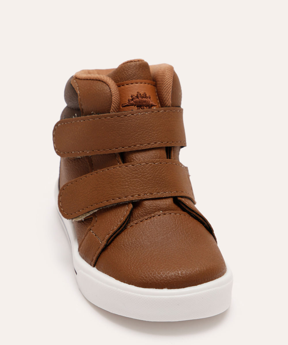 tênis casual infantil cano médio com velcro marrom