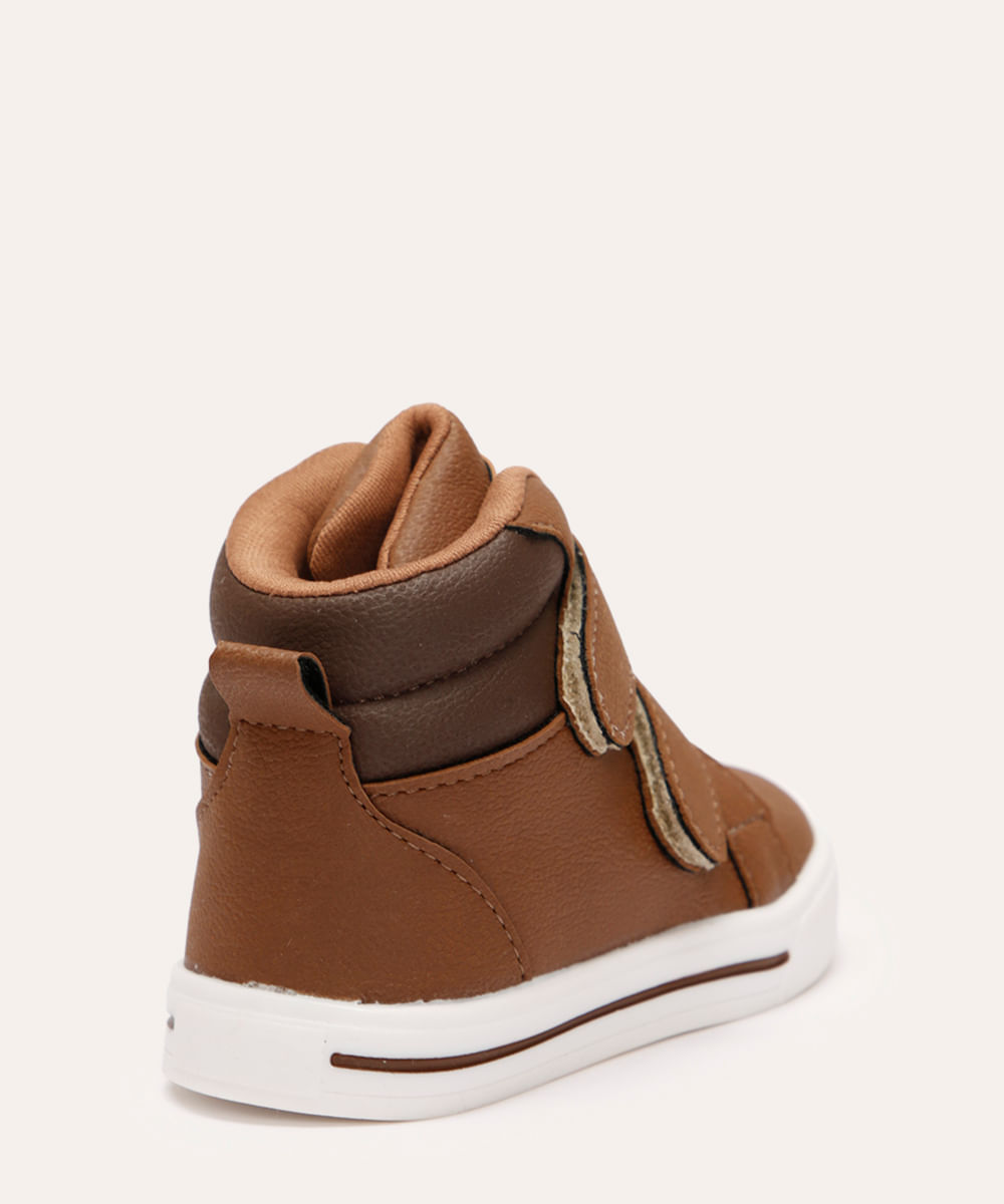 tênis casual infantil cano médio com velcro marrom