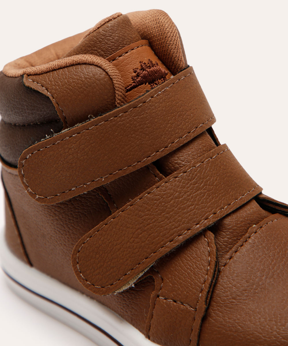 tênis casual infantil cano médio com velcro marrom