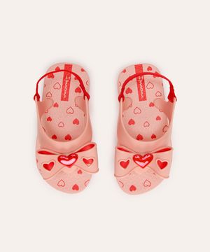 chinelo infantil ipanema belle com elástico rosa