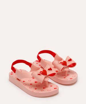 chinelo infantil ipanema belle com elástico rosa