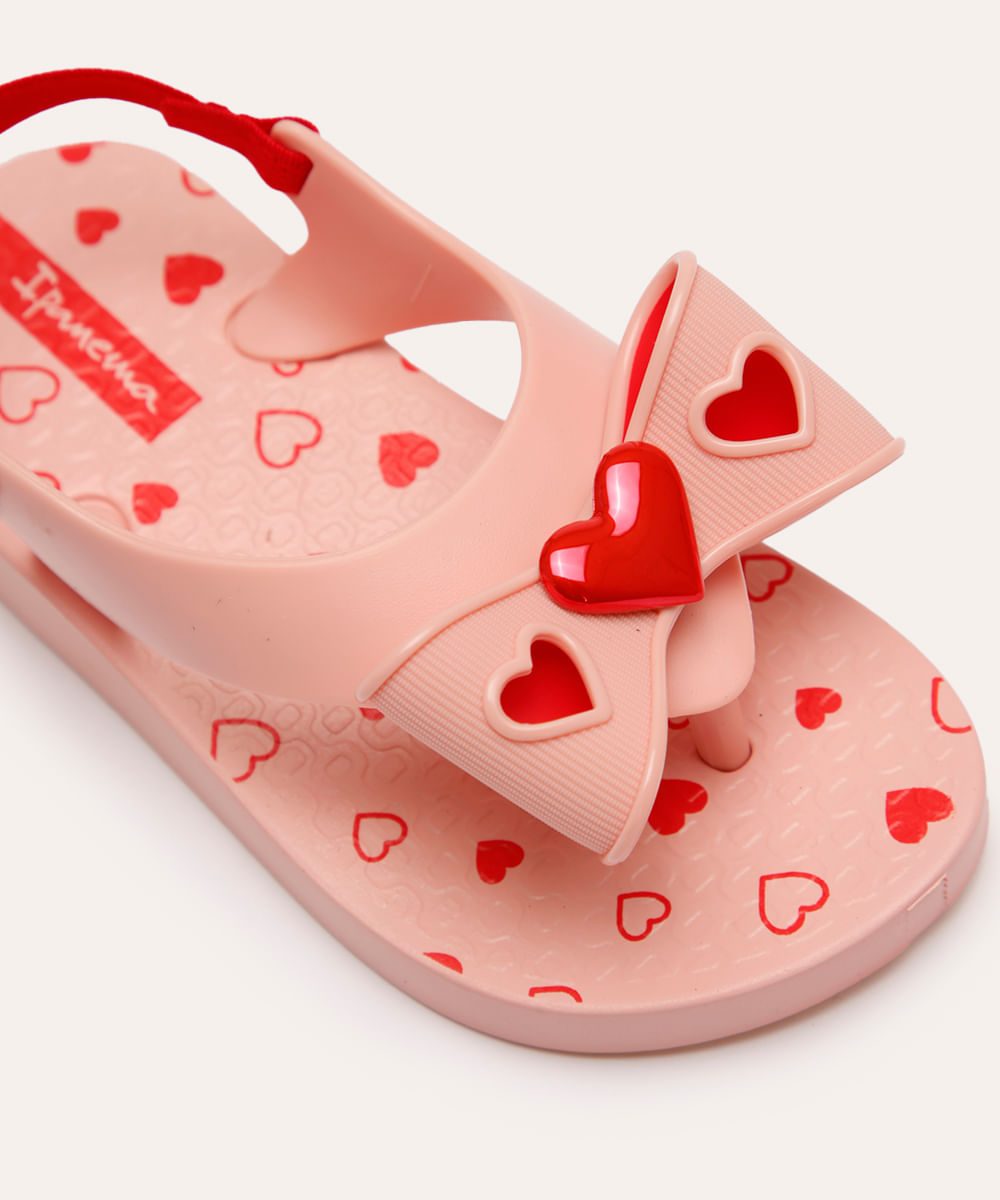 chinelo infantil ipanema belle com elástico rosa