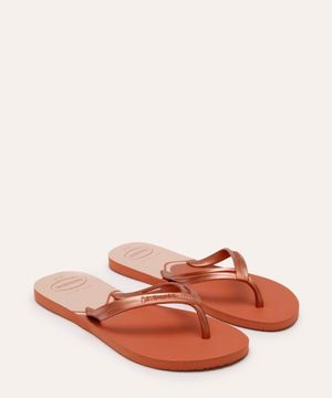 chinelo havaianas elegance tira metalizada rosa