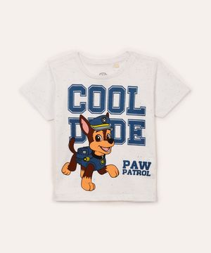 camiseta de algodão infantil patrulha canina off white