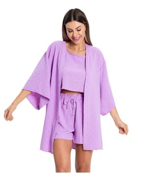 Kimono Air Flow Poá Rovitex Roxo