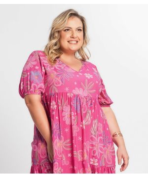 Vestido Midi Feminino Plus Size Secret Glam Rosa