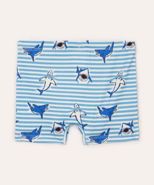 sunga infantil tubarão listrada proteção uv azul