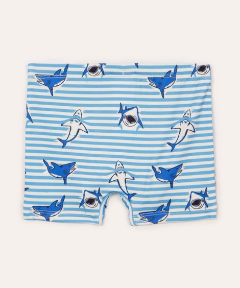 sunga infantil tubarão listrada proteção uv azul