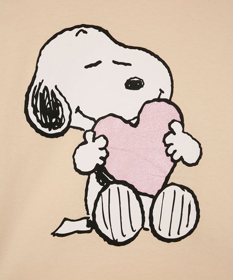 camiseta de algodão infantil manga curta snoopy bege
