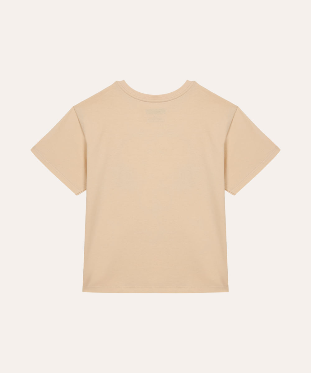 camiseta de algodão infantil manga curta snoopy bege