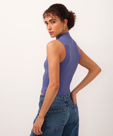 cropped long de poliamida cavado - azul