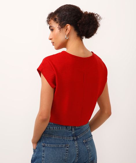 cropped de viscose texturizada vermelho