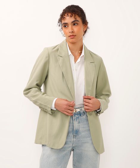 blazer de viscose alongado - verde médio