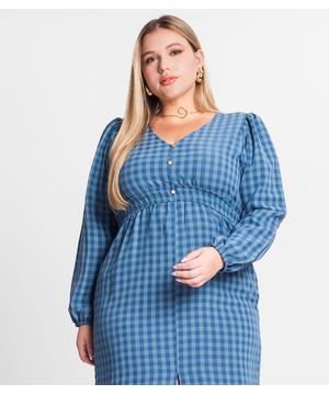 Vestido Plus Size Em Air Flow Secret Glam Azul