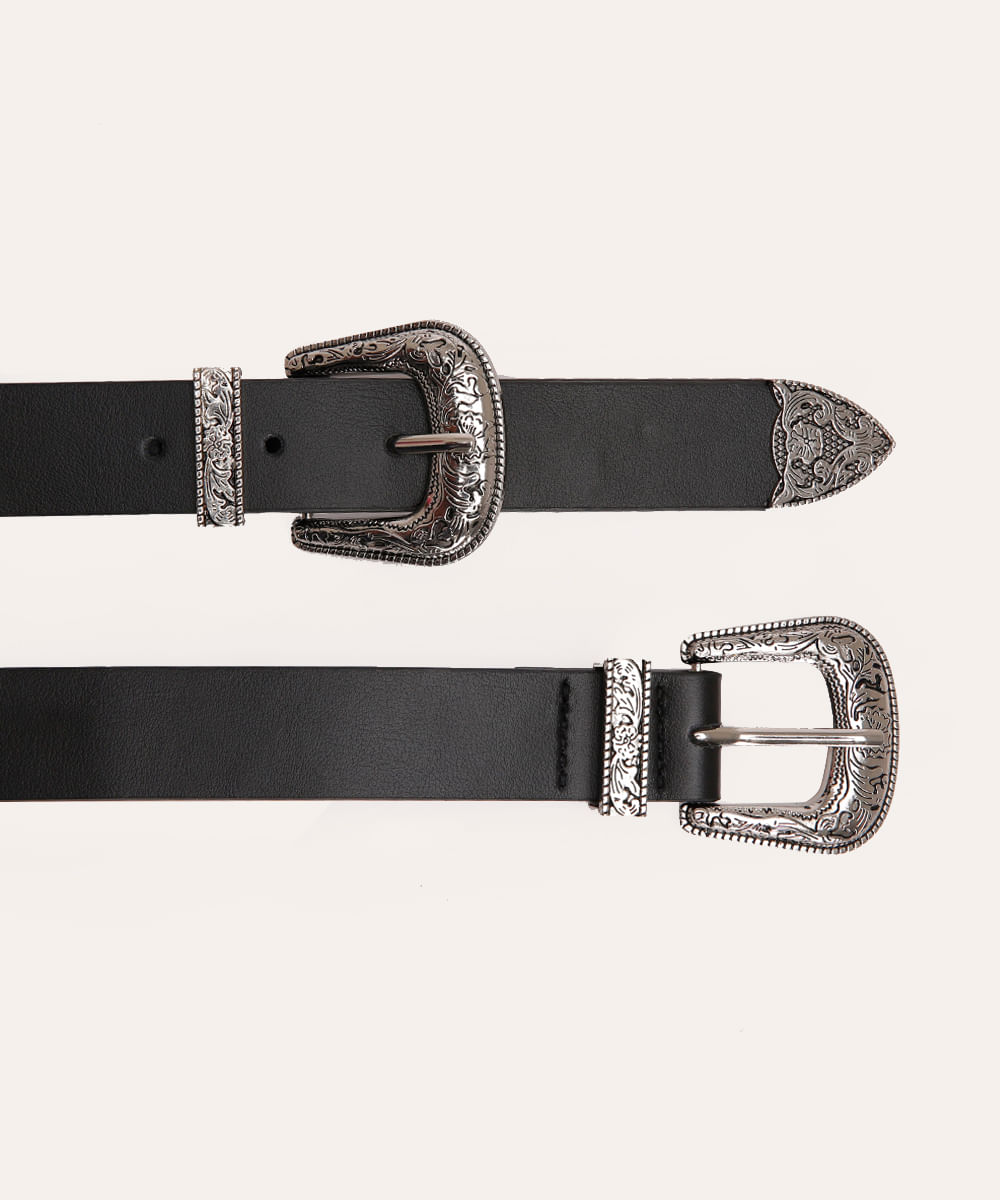 cinto western fivela dupla preto
