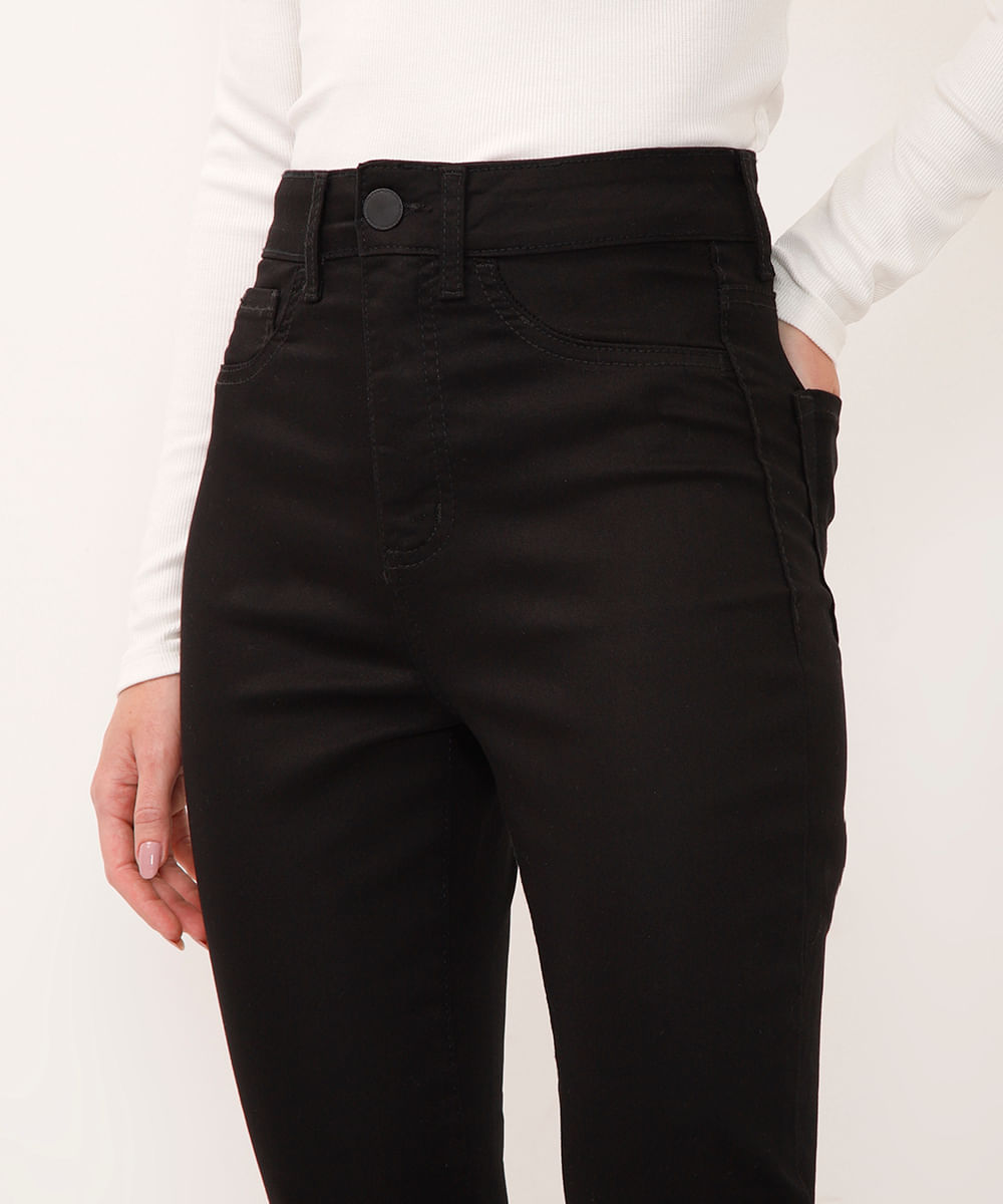 Calça Jeans Feminina Super Skinny Energy Cintura Alta Preta