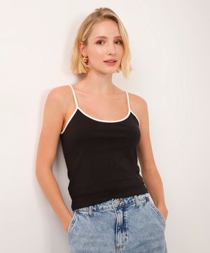 blusa de algodão peruano bicolor preta