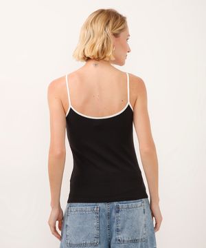 blusa de algodão peruano bicolor preta