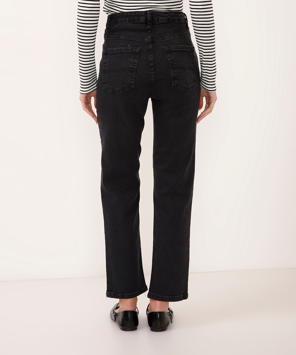 calça jeans reta cintura super alta