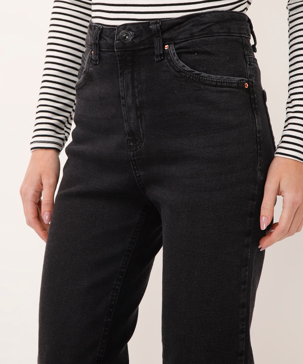 calça jeans reta cintura super alta