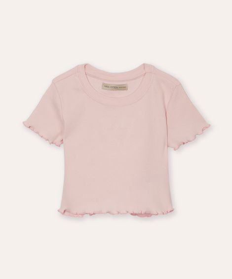 camiseta cropped de algodão juvenil be brave com fru fru rosa
