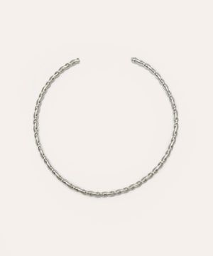 colar choker espiral torcido prateado