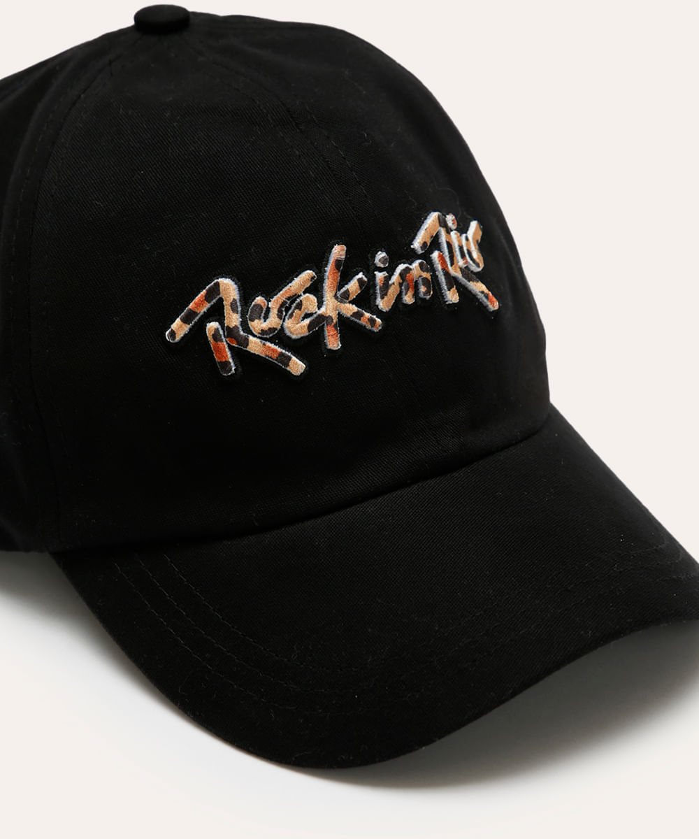 boné aba curva rock in rio oncinha preto