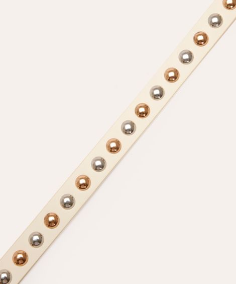 cinto com fivela e tachas off white
