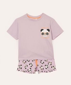 pijama infantil curto luluca acredite nos seus sonhos lilás