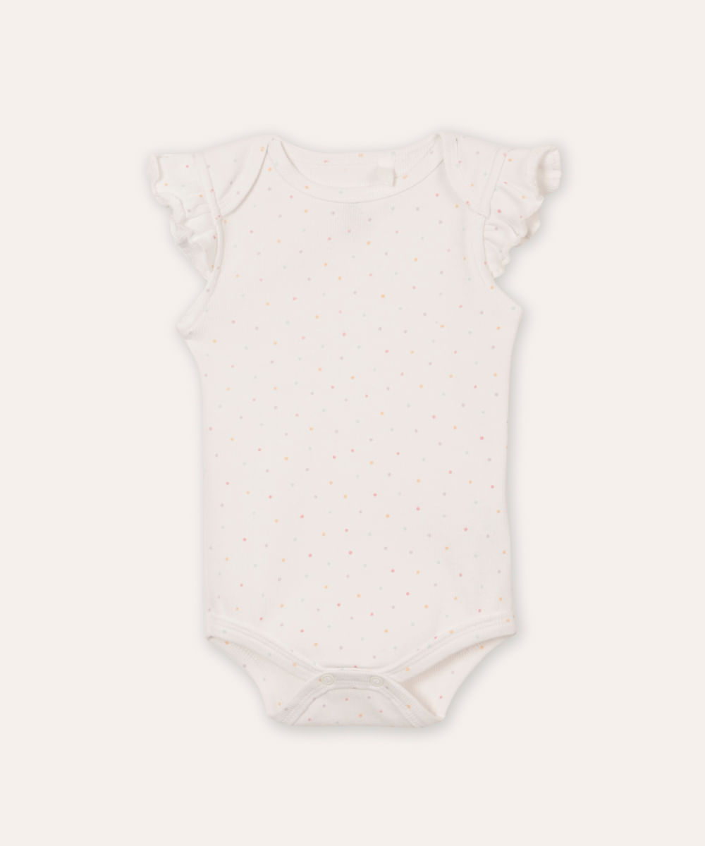 body de algodão infantil babados e poá colorido