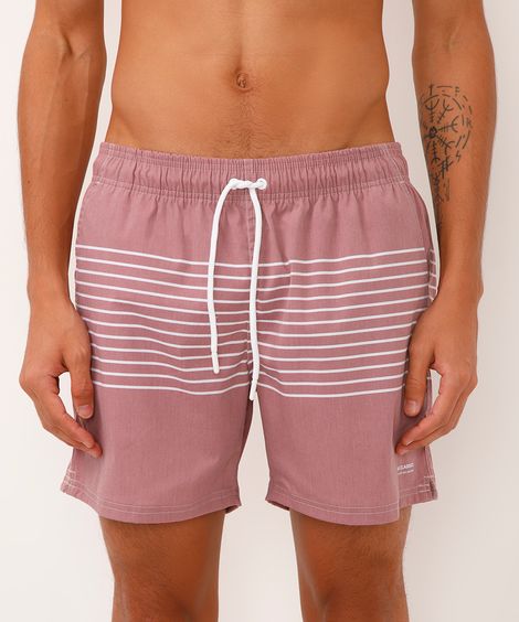 short cós com elástico listrada rosa