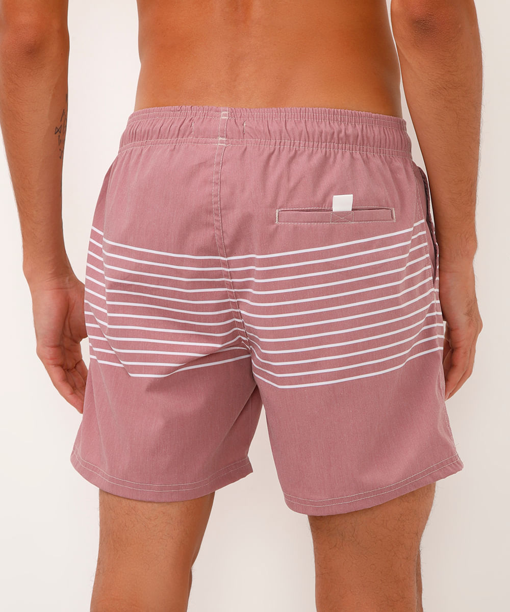 short cós com elástico listrada rosa