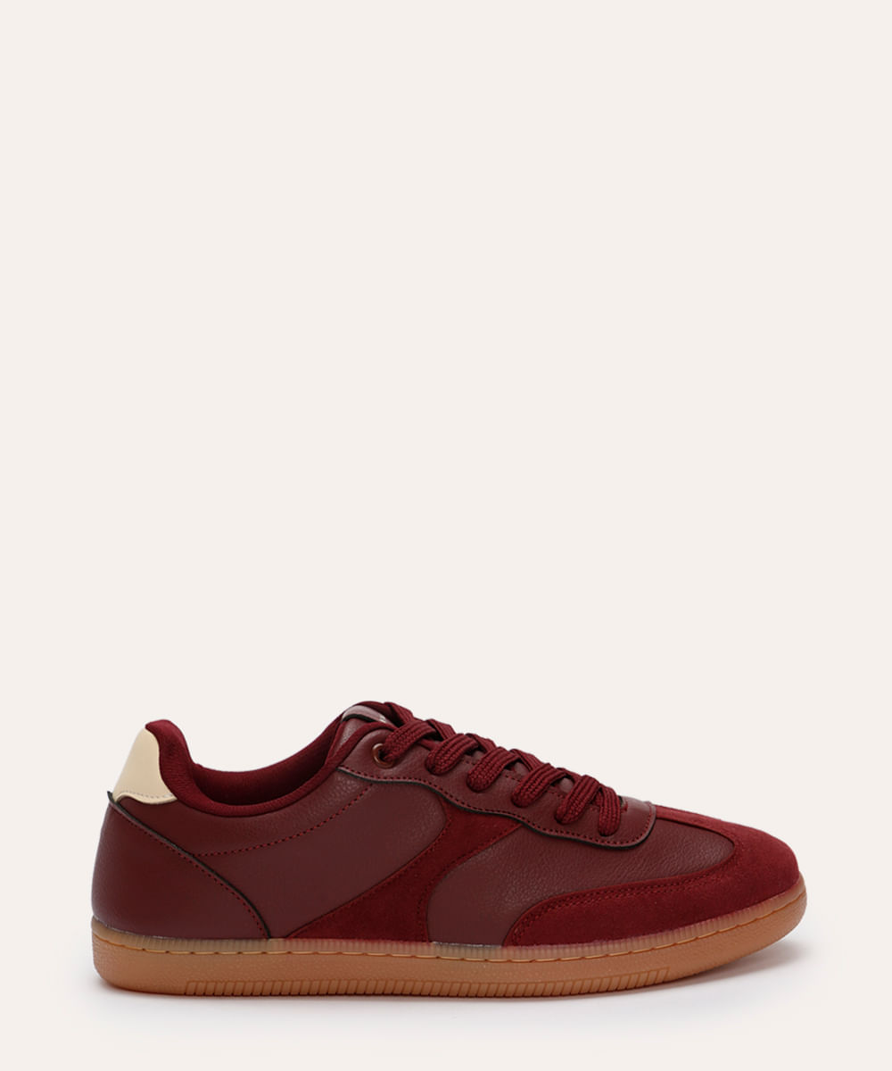 tênis casual com recortes bicolor mindset vinho