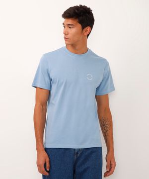 camiseta de algodão manga curta coqueiro azul