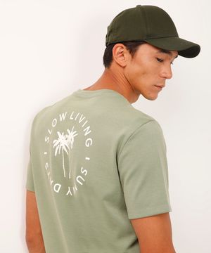 camiseta de algodão manga curta coqueiro verde