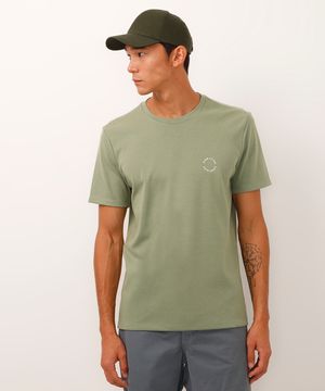 camiseta de algodão manga curta coqueiro verde