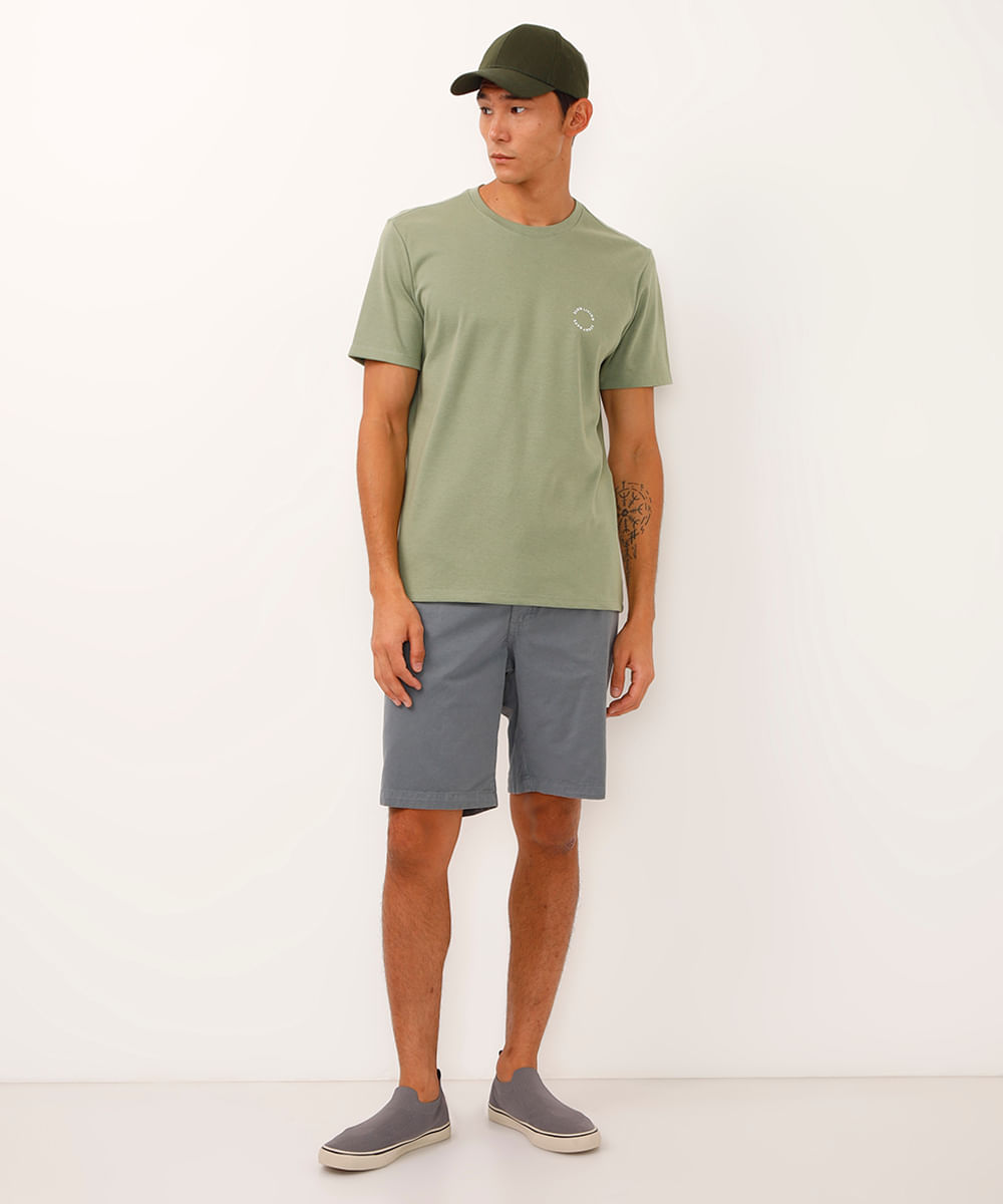 camiseta de algodão manga curta coqueiro verde