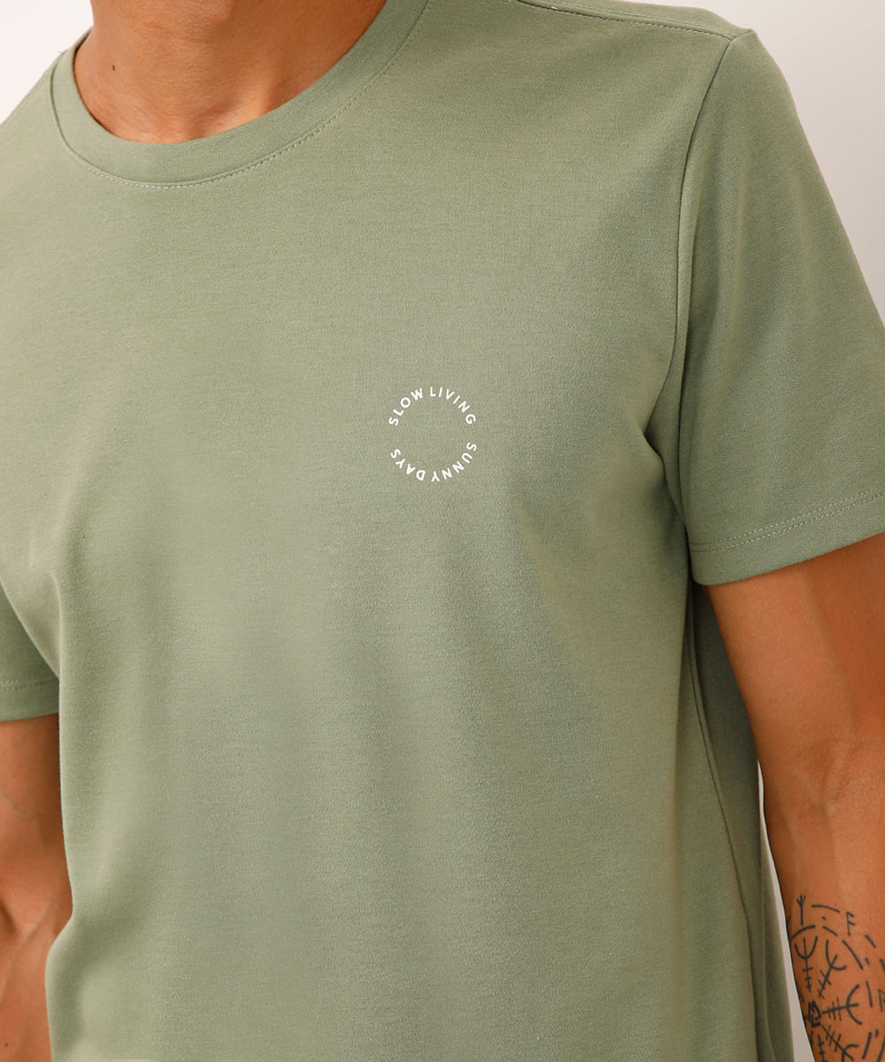camiseta de algodão manga curta coqueiro verde