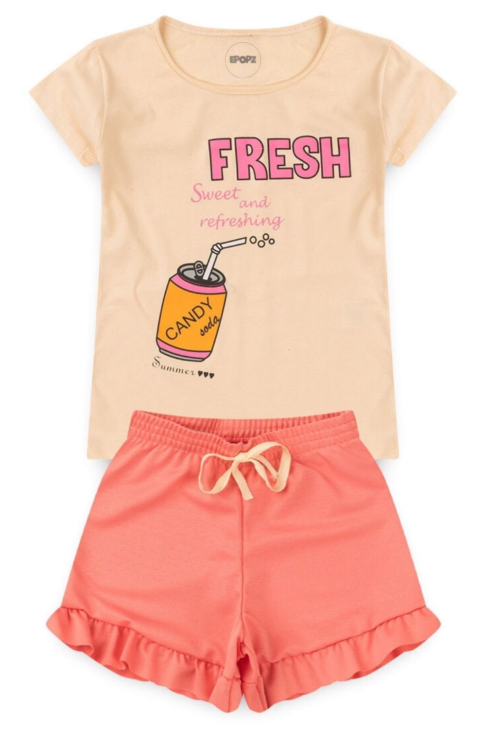 Conjunto Infantil Menina - Fresh - Off White e Laranja