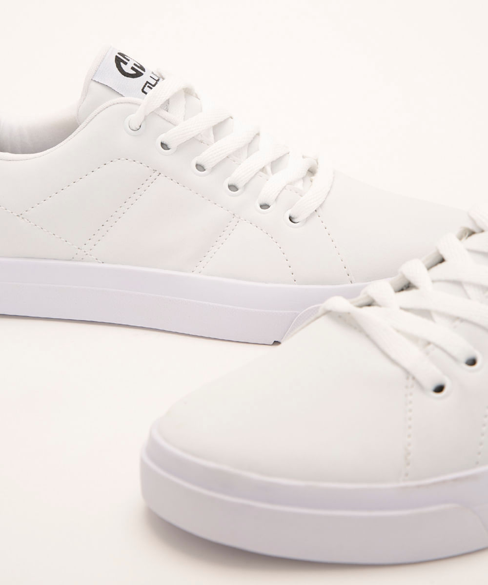 tênis casual com cadarço ollie branco