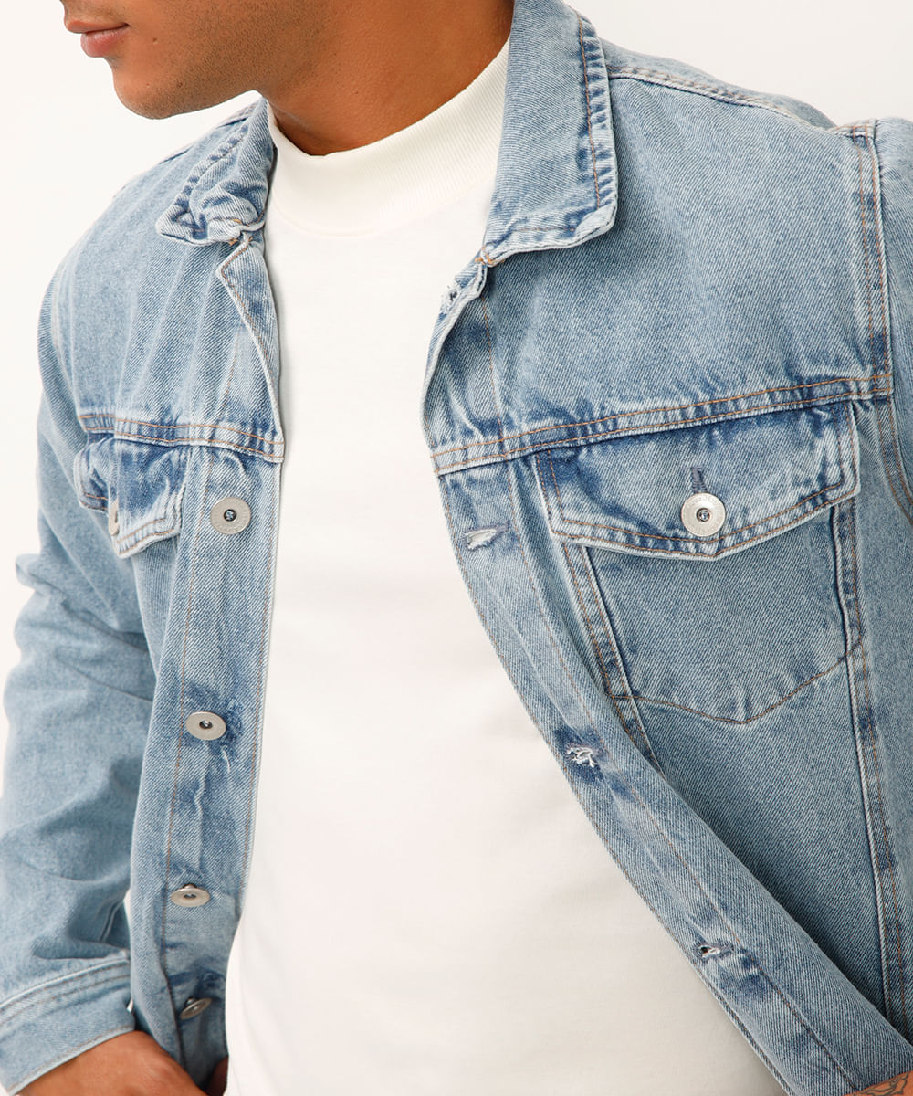 jaqueta trucker oversized jeans rock in rio azul