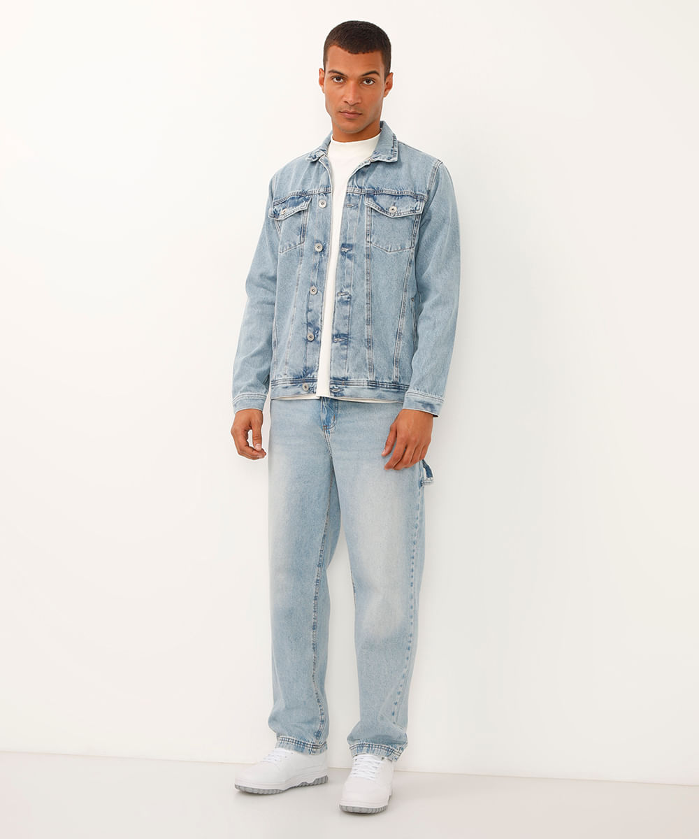 jaqueta trucker oversized jeans rock in rio azul